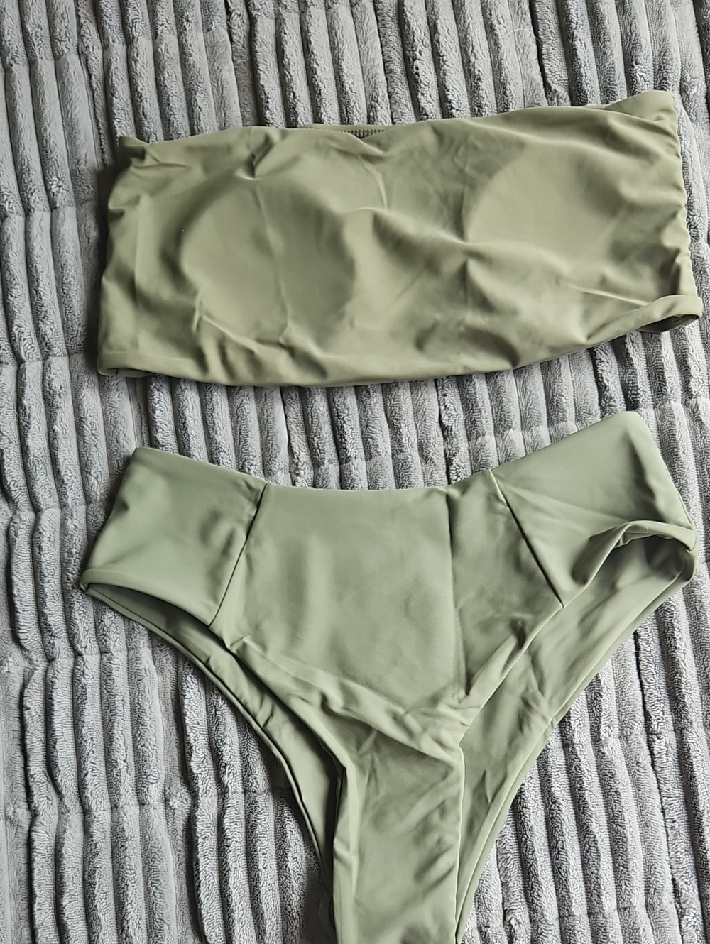 Olive Green High-Waist Swimsuit